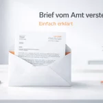 Brief vom Amt auf Schreibtisch mit verständlicher Erklärung und Hinweisen