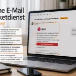 Verdächtige Paketdienst E Mail auf Laptop mit markierten Warnzeichen