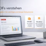 Ratgeber PDFs verstehen mit digitalem Dokument und Erklärungskarten
