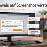 Warnhinweis auf Screenshot mit erklärenden Markierungen